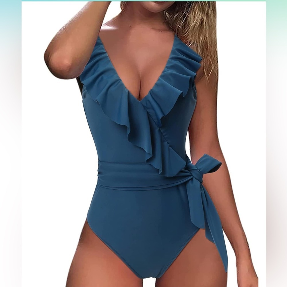Women's‎ Slimming One Piece Swimsuit Tummy Control Bathing Suit Ruffle Size S